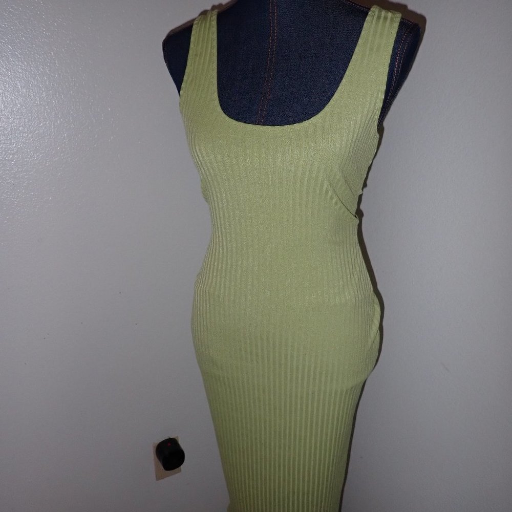 Light green bodycon ribbed dress